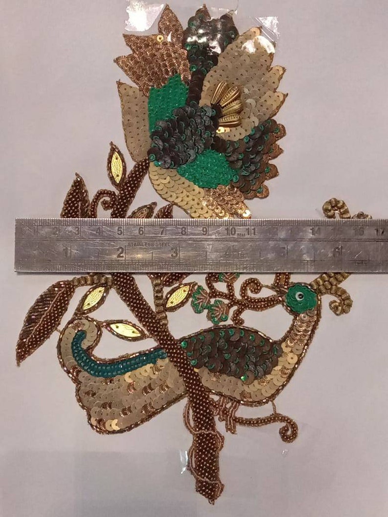 Indian Handmade Peacock Multicolor Sequin Designer Applique Etsy