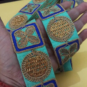 Decoratieve pistache gouden zari Trim, Indiase stof trim, bruids slijtage versiering, Indiase lint-breedte 1.5INCH-prijs voor 1 yard-NFL206