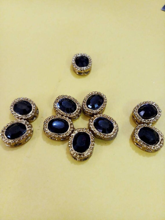 Buy Indian Mettalic Black Stone Show Button golden