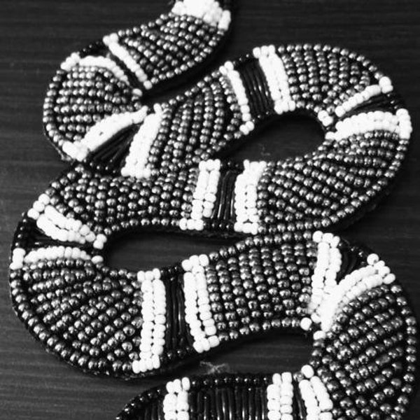 Indian handmade snake pearl  zari work jacket applique wedding dress , quilt,denim shirt applique  -Price for 01 applique NFA217