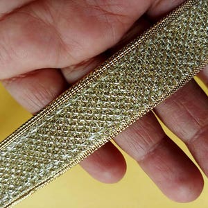Indiase gouden trim Golden zari, Bridal stoffen, Sash stoffen, breed Sari Lace, Bridal Lace-breedte 1,0 inch-prijs voor 1 Yard-NFL-018