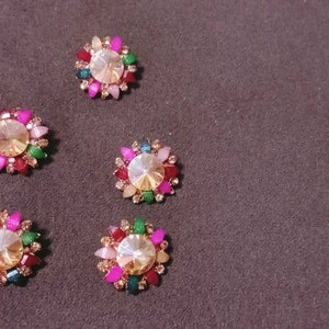 Indian Multicolar Button, Handcrafted,Embellishment Button, Indian Design Decorative, MULTICOLOR  Golden button-Price for 02 PIECES NFLB02