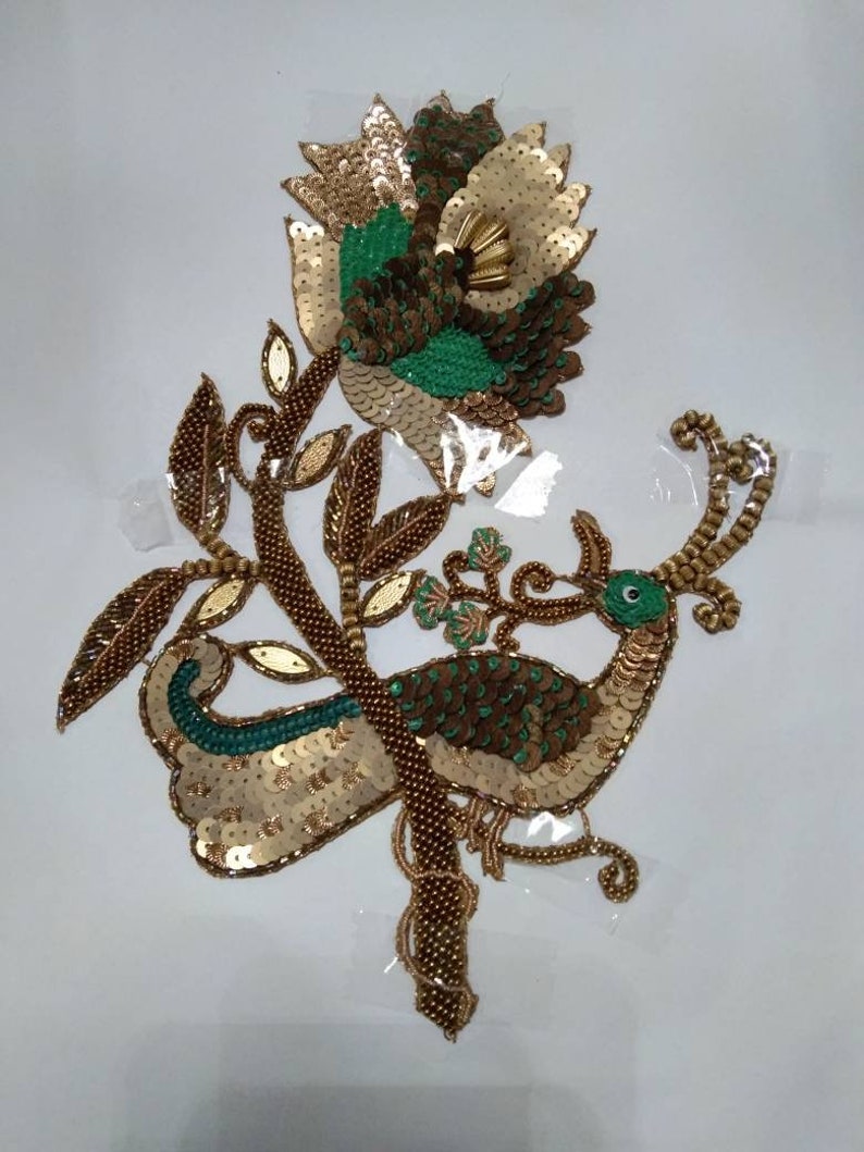 Indian Handmade Peacock Multicolor Sequin Designer Applique Etsy