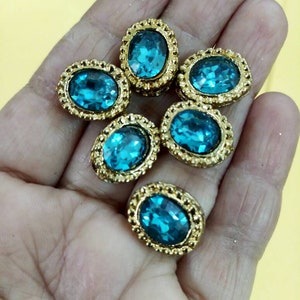 Indian mettalic peacock green stone show Button,Golden green show Button,Embellishment show Button, Indian Design price for 2 piece NFLB36