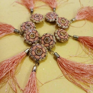 Indian stone Button,Peach colour Handcrafted Button,Embellishment Button, Indian Design Decorative,Golden button-Price for 02 PIECE NFLB15