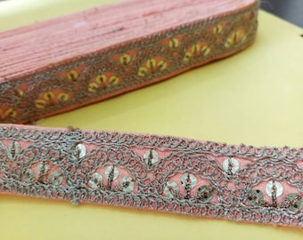 Rand Indiase stof Zari perzik pailletten: bruidsversiering, lint van 1 inch