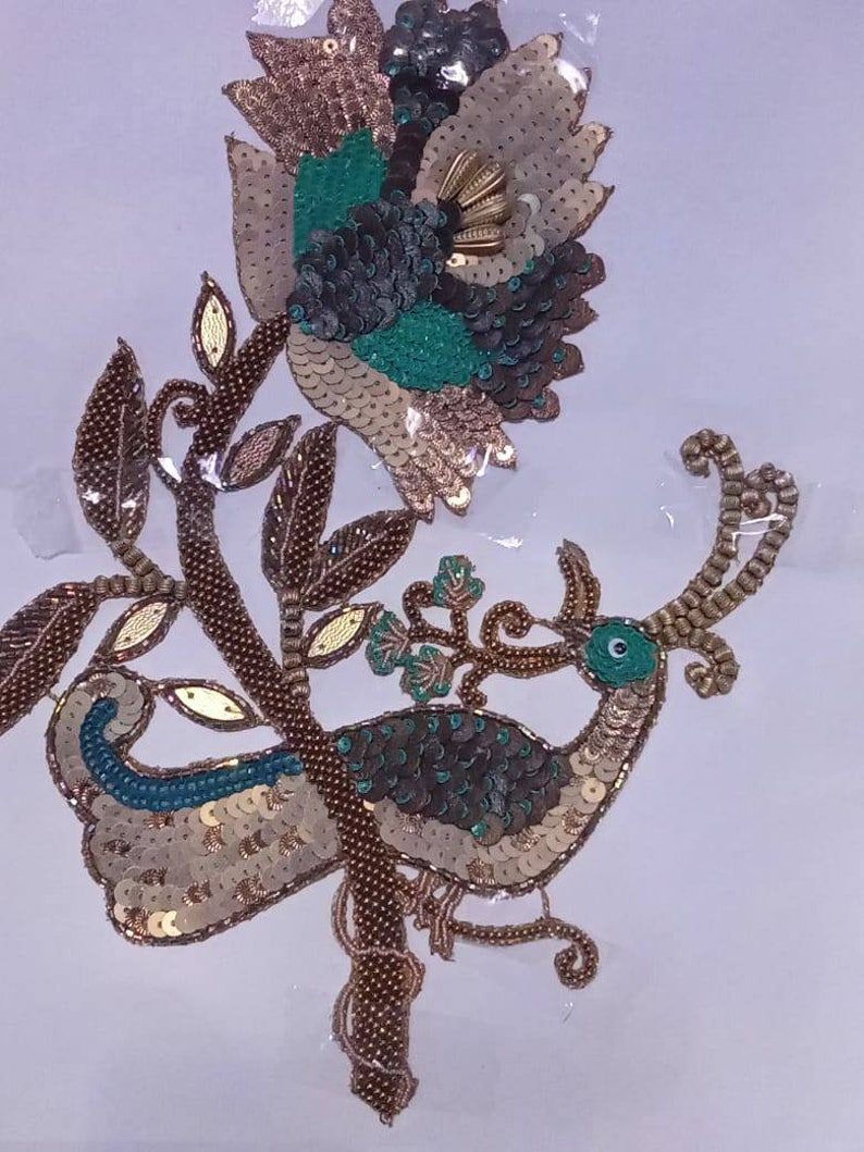 Indian Handmade Peacock Multicolor Sequin Designer Applique Etsy