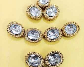 Indian mettalic white show  Button,Golden white  Handcrafted show  Button,Embellishment Button, Indian Design price for 2 piece NFLB33