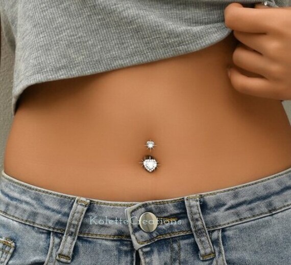 Double piercing belly button best sale ring