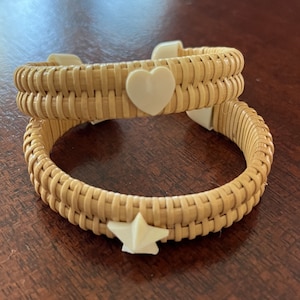 Nantucket Bracelet - 1/2&quot; Natural Staves and Natural Cane w/ Star, Heart or Shell Embellishment
