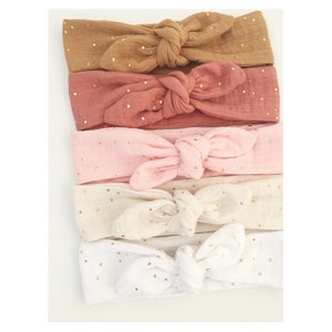 Headbands, headbands, cotton gauze, embossed golden dots. image 2