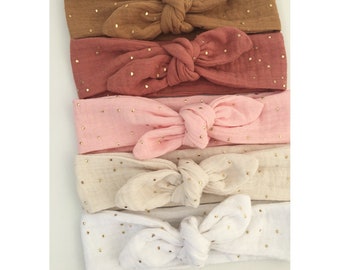 Headbands, headbands, cotton gauze, embossed golden dots.