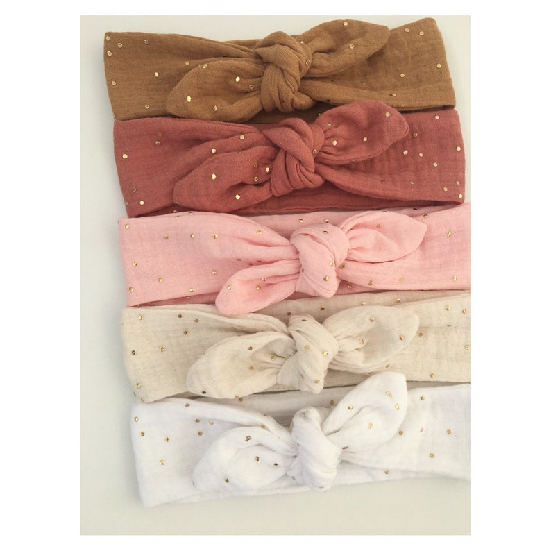 Headbands, headbands, cotton gauze, embossed golden dots. image 1