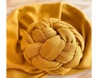 Turban, noeud tresse, jersey viscose certifié Oeko tex, bio, de naissance à l’adulte.