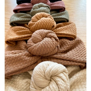 Turban, flower knot, twisted jersey, autumn, from birth to adult. image 3