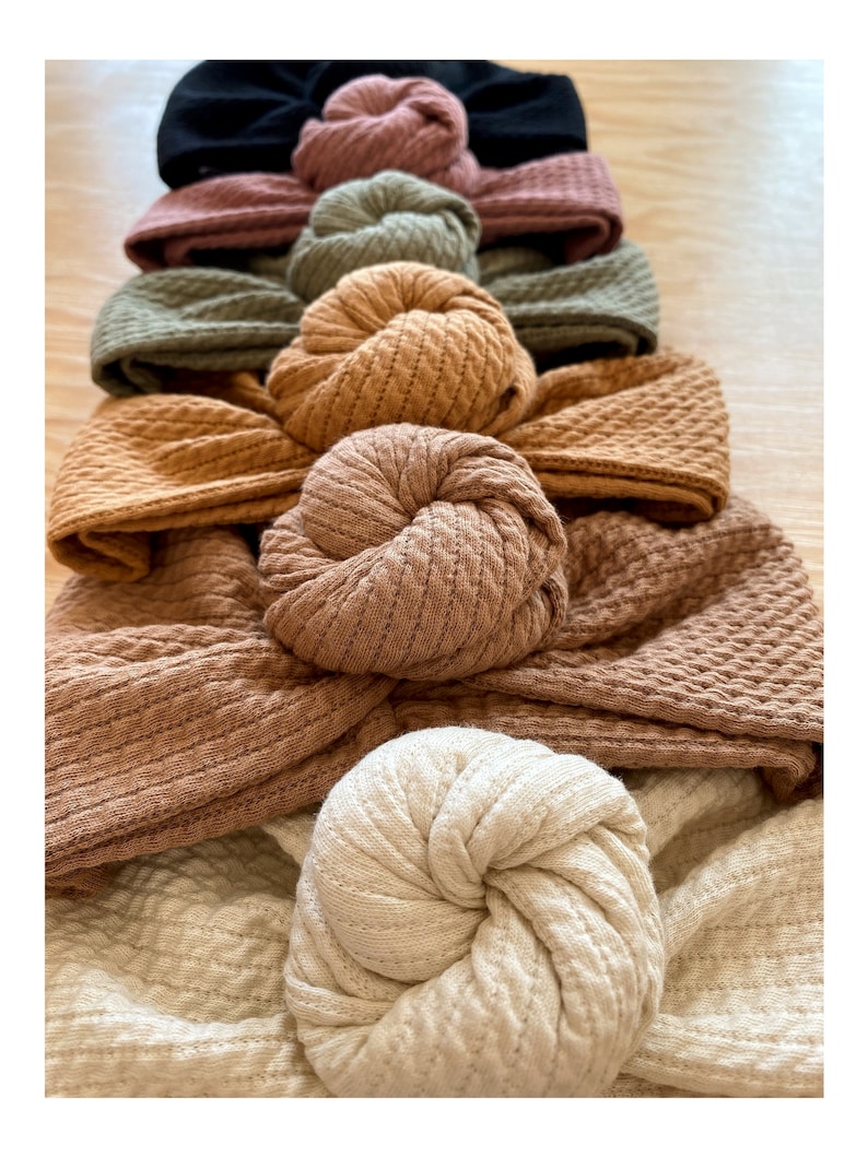 Turban, flower knot, twisted jersey, autumn, from birth to adult. image 3