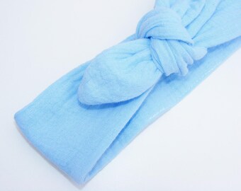 Headband / headband gauze of sky blue cotton soft