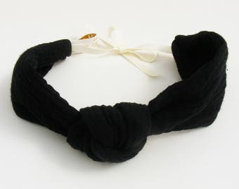 Headband gaze de coton noir réglable