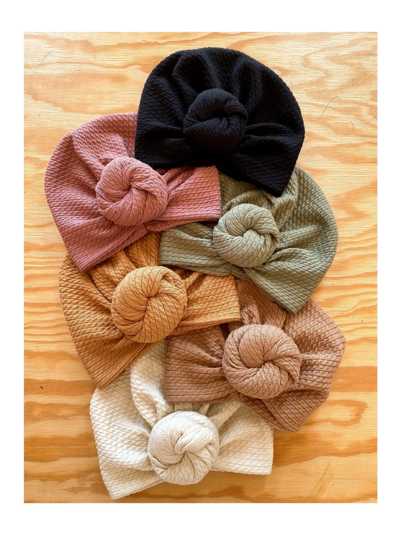 Turban, flower knot, twisted jersey, autumn, from birth to adult. image 2