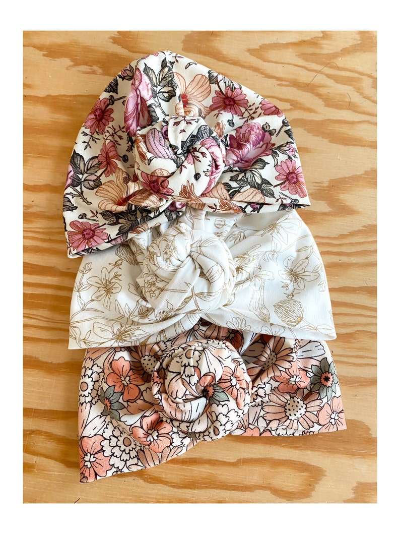 Turban, Oeko tex certified cotton jersey, floral. image 2