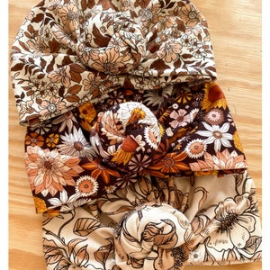 Turban, flower knot, Oeko tex certified cotton jersey, floral print, retro, from birth to adult.