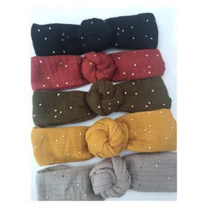 Headbands, headbands, cotton gauze, embossed golden dots. image 9