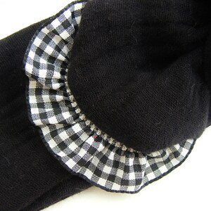 Headband / headband double gauze of black cotton and black and white vichy frills image 4