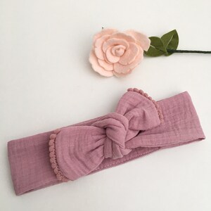 Headband, headband, cotton gauze and small pompoms, for young and old image 7