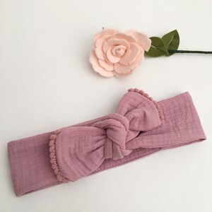 Bandeau, headband, gaze de coton et petits pompons, pour les petites et les grandes image 7