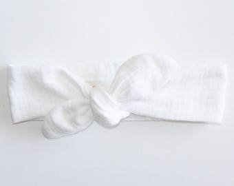 Bandeau / headband gaze de coton blanc, so bohème chic