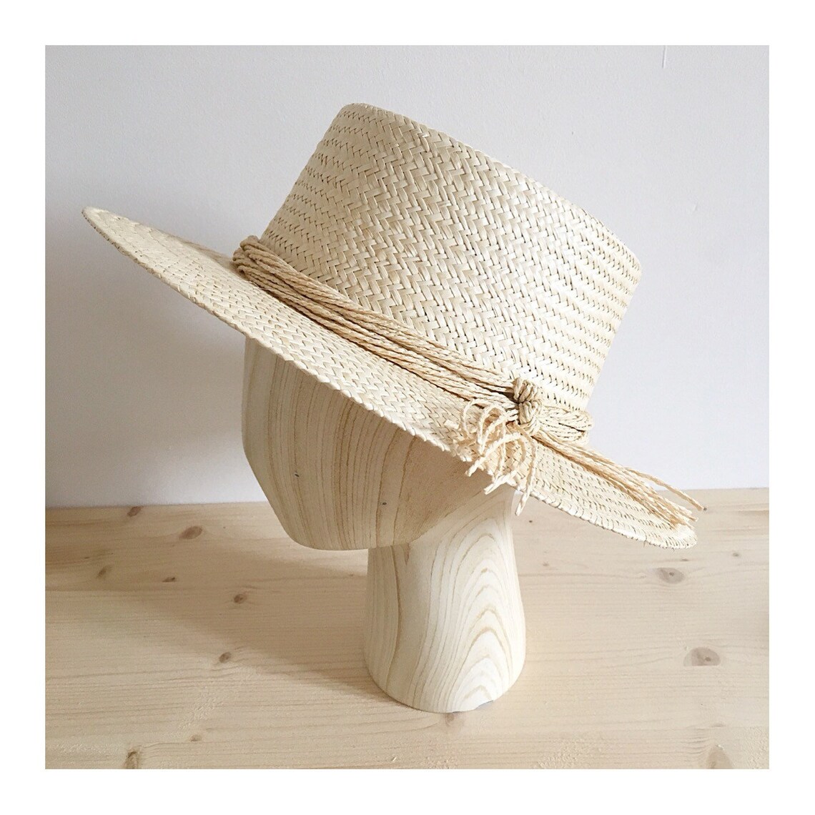Finely woven quality beige straw hats and knotted strings an Etsy
