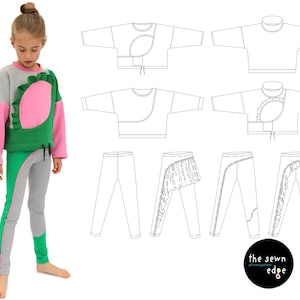 The Bounce Sweatshirt and Skruffle Leggings PDF Sewing Pattern Bundle - Kids Sweatshirt Sewing Pattern and Kids Leggings Sewing Pattern