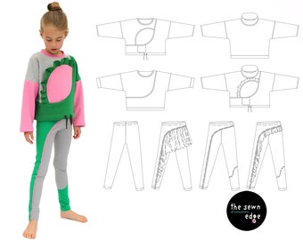 The Bounce Sweatshirt and Skruffle Leggings PDF Sewing Pattern Bundle - Kids Sweatshirt Sewing Pattern and Kids Leggings Sewing Pattern
