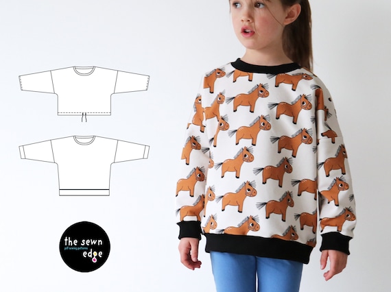 Simple Kids Sweatshirt PDF Sewing Pattern - Sweatshirt Sewing Pattern - Girls Sweatshirt Pattern - Oversized Sweatshirt Pattern -Sweater PDF
