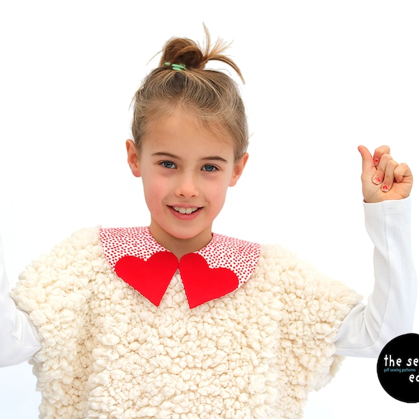 Children's Heart Collar Sewing Pattern - Detachable Peter Pan Collar - Statement Collar for Kids - Fun Collar Pattern - Easy Sewing Pattern