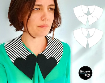 Women's Heart Collar Sewing Pattern - Removable Peter Pan Collar - Statement Collar - Fun Collar Pattern - Easy Sewing Pattern -Scrap Buster