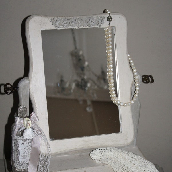 Coiffeuse de table , miroir ,  coiffeuse shabby