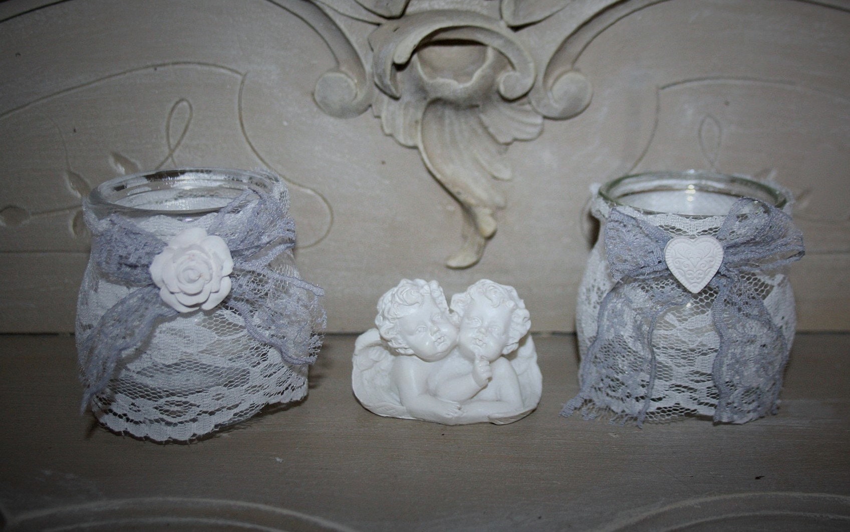 Duo de Photophores Shabby , Verre Charme