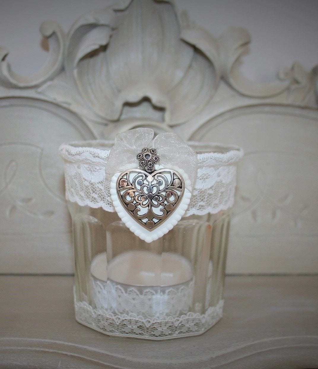 Photophore Shabby , Photophore Pot Confiture Ancien