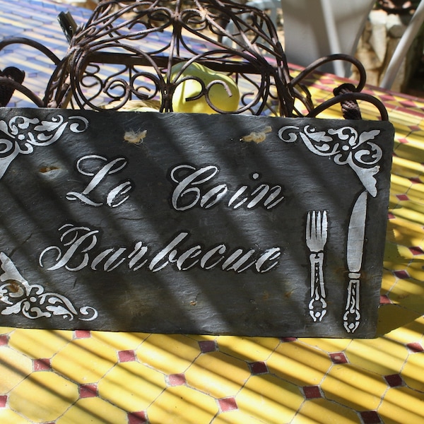 Ardoise décorative , pancarte " Le coin Barbecue", décoration jardin