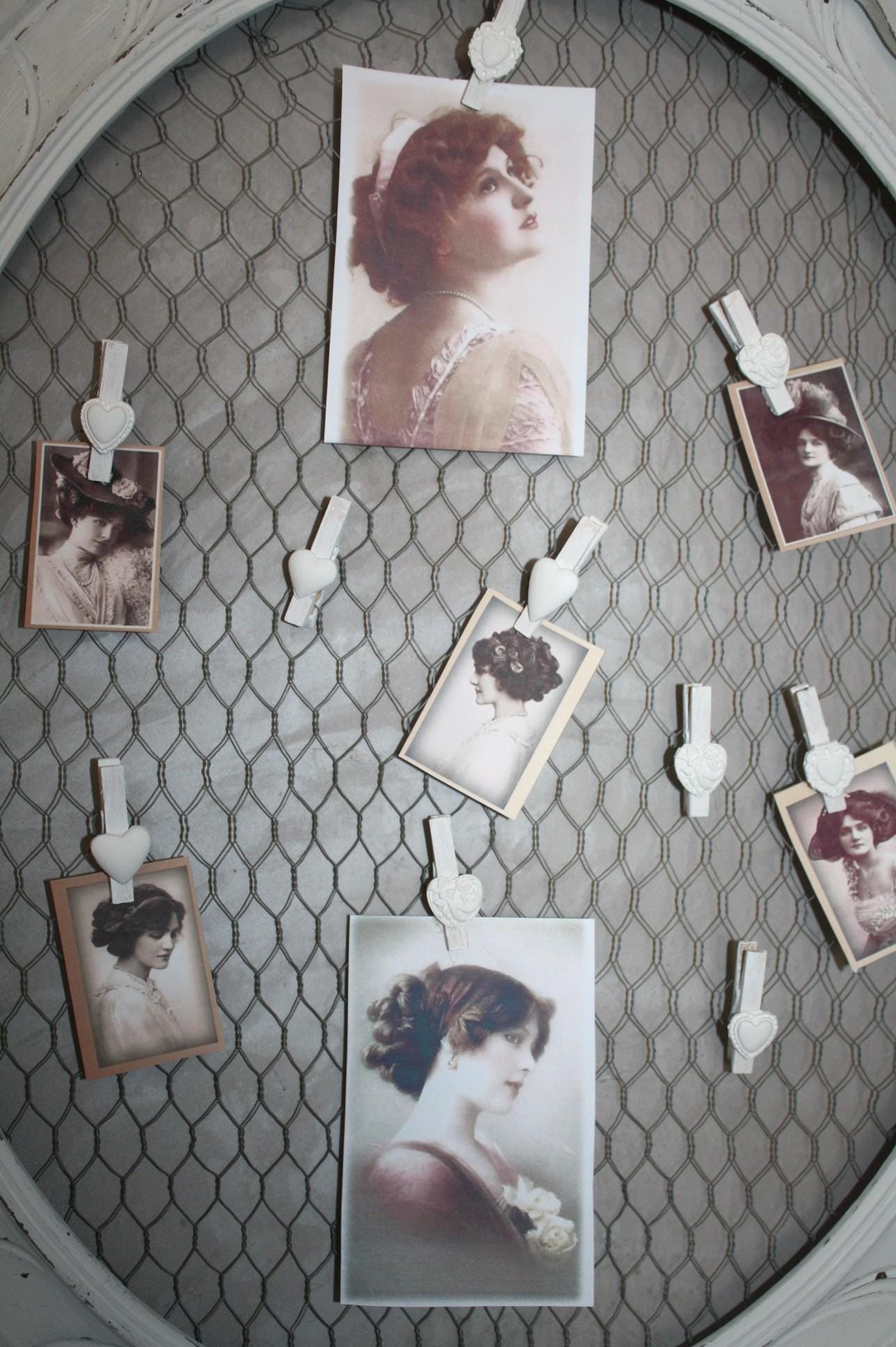 Photo Collage in a Vintage Frame, Photo Collage With Wire Mesh