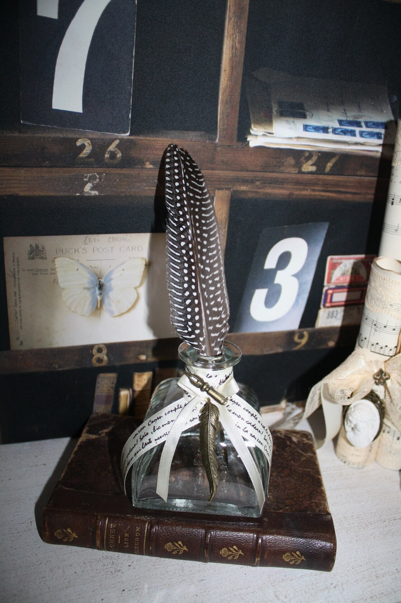 Encrier, Deco de Bureau , Encrier et Sa Plume