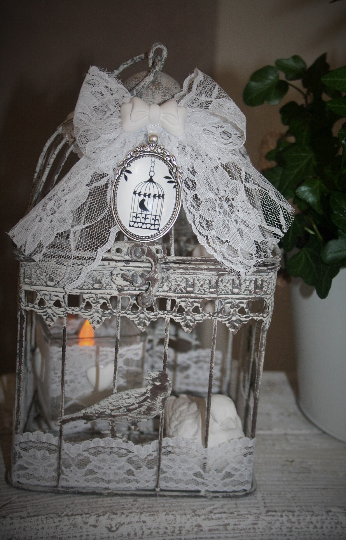 Cage à Oiseaux Décorative , Cage et Photophore Fer