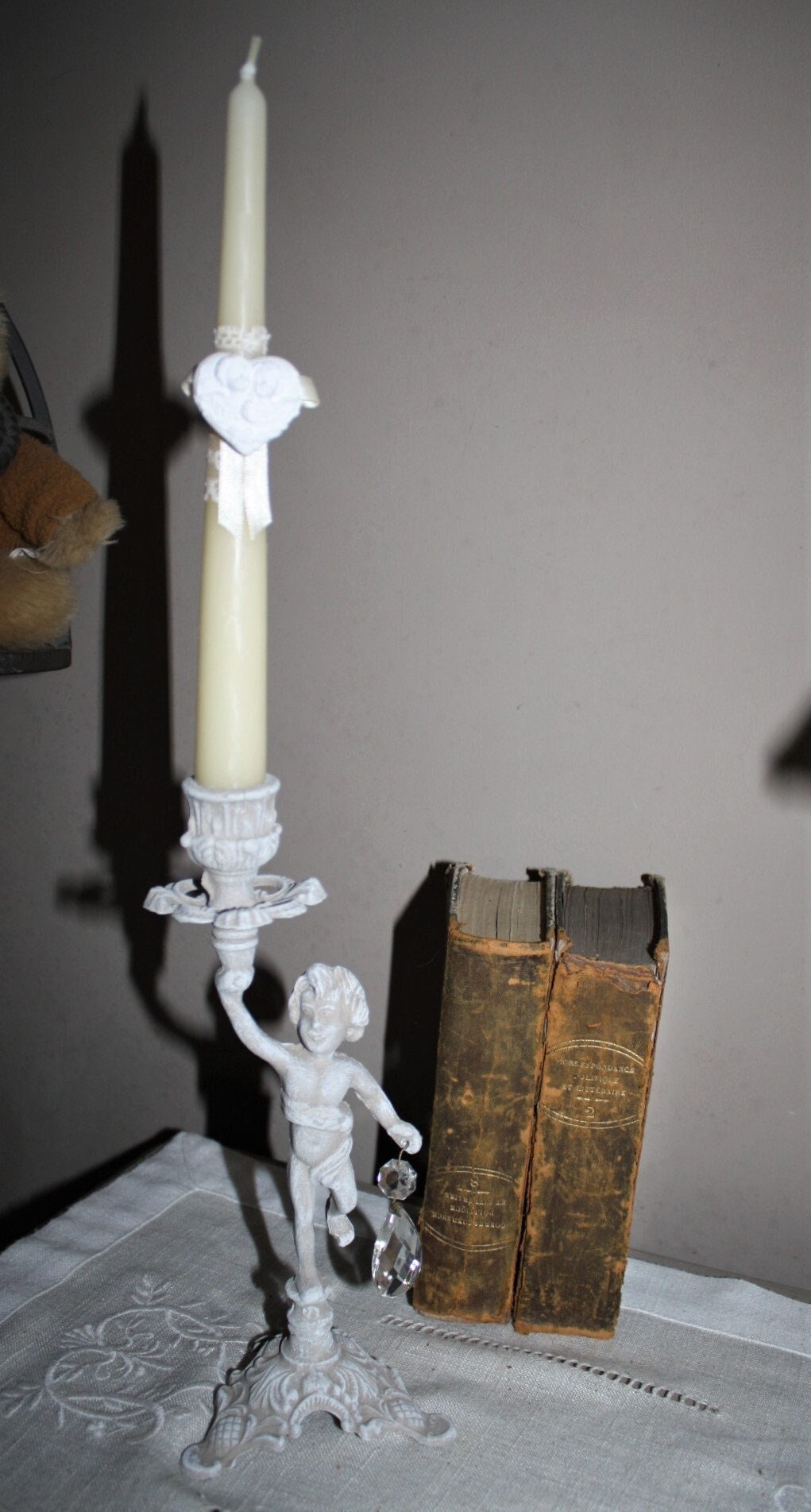 Bougeoir Angelot , Bougeoir Shabby Chic Patiné