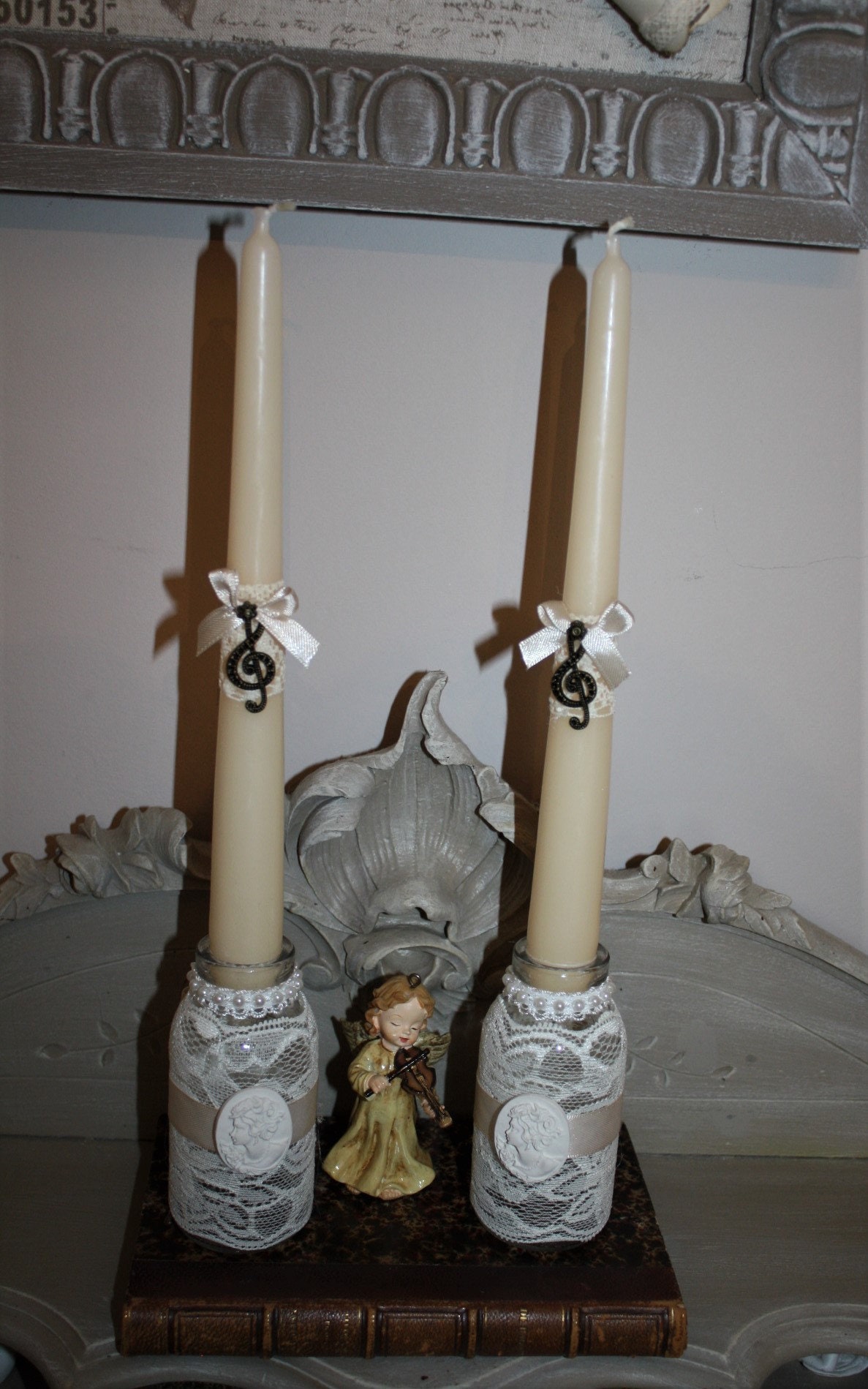 Duo de Bougeoirs , Bougeoisr Shabby Bougies