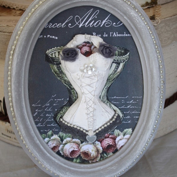 Cadre thème corset , cadre décoratif , cadre shabby chic