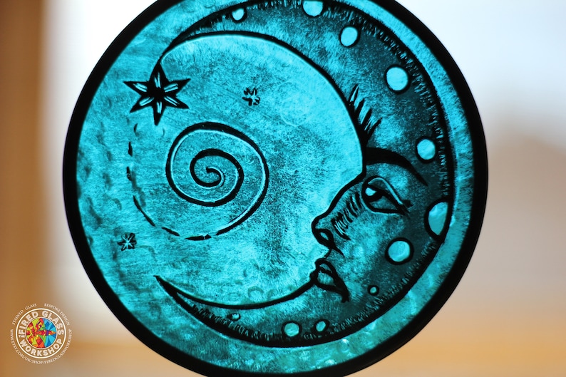 Stained glass Man in the moon Man in the moon stained glass moon suncatcher suncatcher
