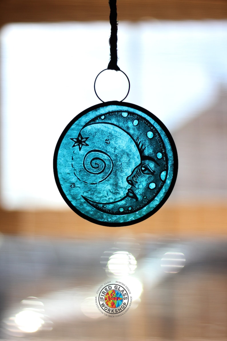 Stained glass Man in the moon Man in the moon stained glass moon suncatcher suncatcher