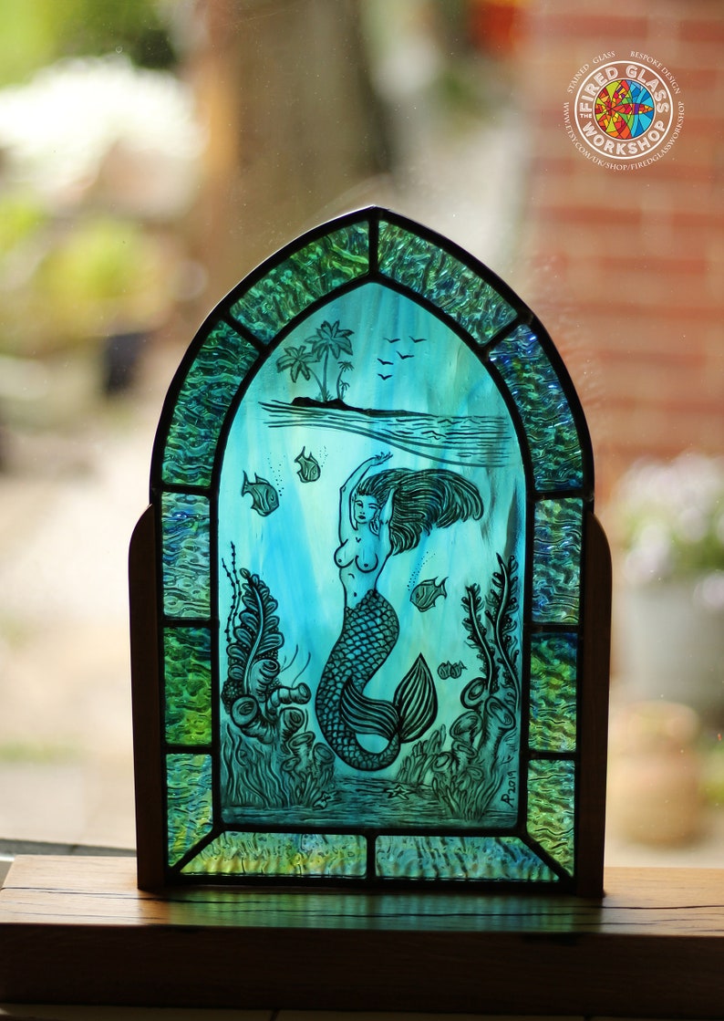Mermaid Stained glass Mermaid suncatcher stained glass Etsy
