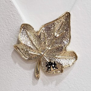 Vintage Maple Leaf with Bug Brooch